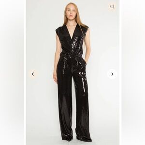Riley Radar Black Sequin Classic Jumpsuit, SZ 1, petite
